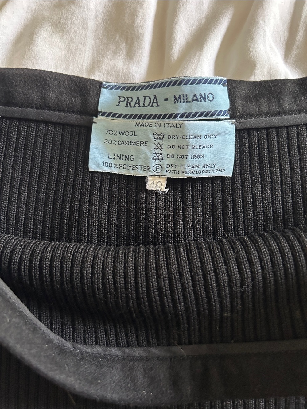Prada Black Two-Texture Ribbed Mini Skirt - Picture 5 of 9